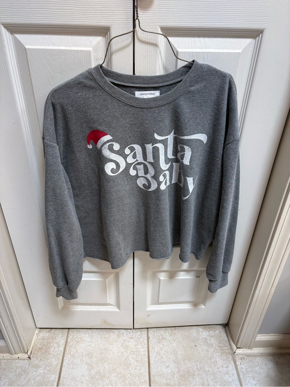 Grayson Threads Gray 'Santa Baby' Crewneck with Red Accent